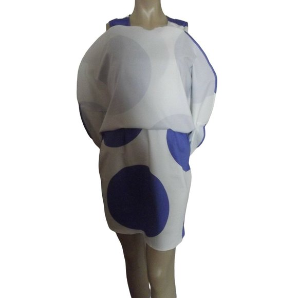 PJK Jr. Size Small White Purple-Blue Geo Dot Print Sleeveless Sheath Dress - Picture 5 of 12